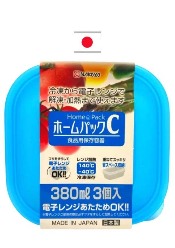 Pote Para Alimentos Azul 380ml 3un Hp C k292-3 Nakaya Japão
