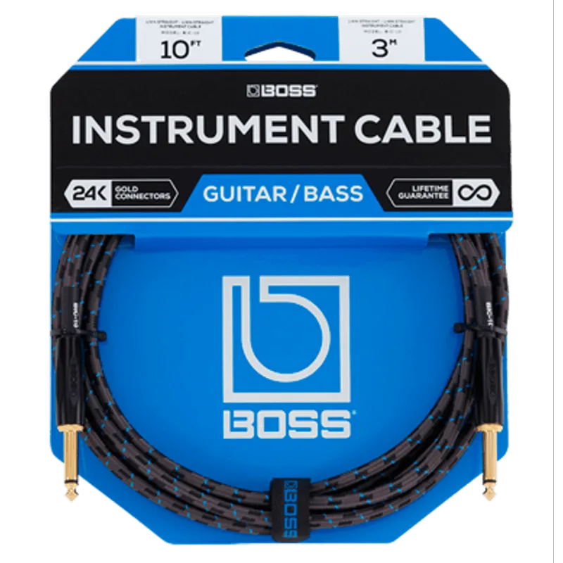 BOSS BIC-10 | Cabo P10 x P10 de 3 Metros BIC-10 | Cabo P10 BOSS de 3 metros pra Instrumento