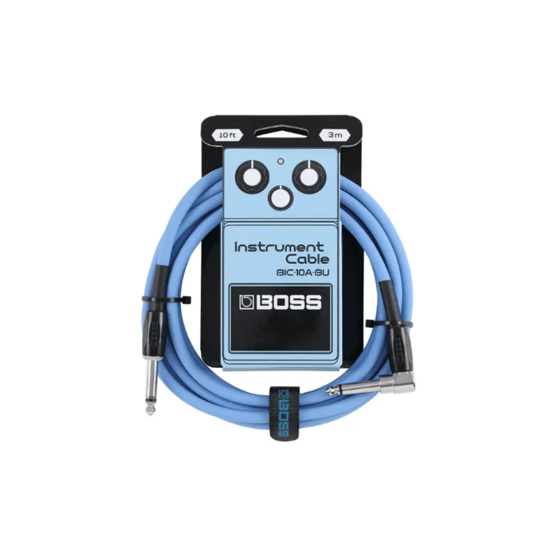 BOSS BIC-10A-BU | Cabo para Instrumento P10 x P10 em L de 3 metros na cor azul BIC-10A-BU