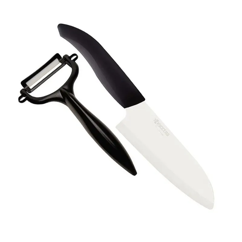 Conjunto Descascador Cerâmico e Faca Santoku 5,5" - Kyocera