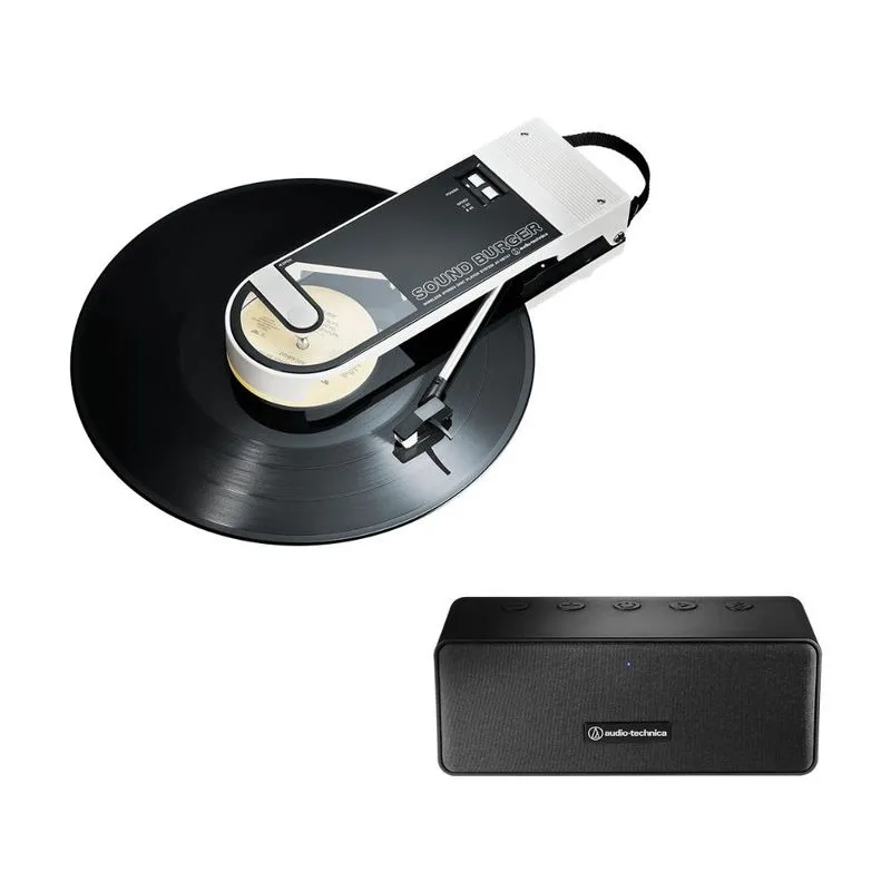 Toca-discos Portatil + Caixa de Som Bluetooth Audio-Technica Branco