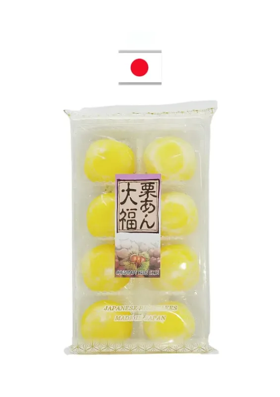 KUBOTA DAIFUKU KURI 8P 200g - Doce de farinha de arroz moti com recheio de castanha tipo portuguesa. Origem: Japão