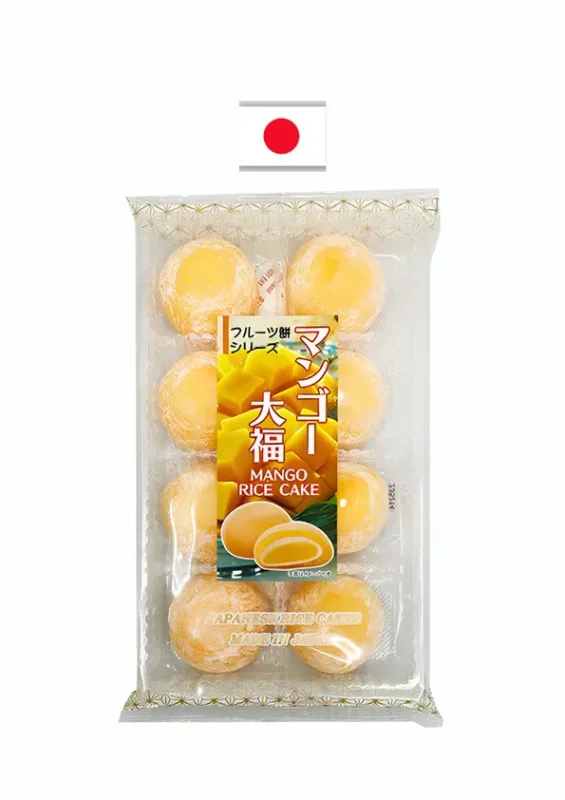 KUBOTA DAIFUKU MANGO 8P 200g - Doce de farinha de arroz moti com recheio de manga. Origem: Japão
