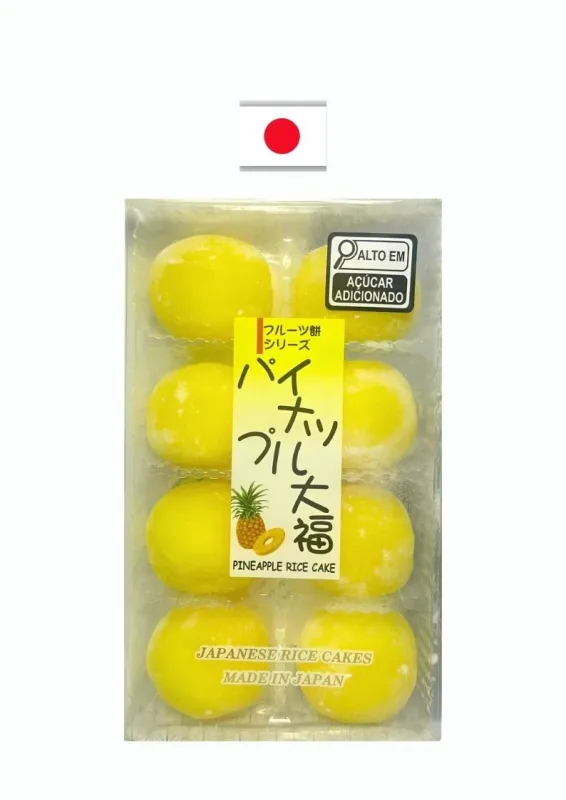 KUBOTA DAIFUKU PINEAPPLE 8P 200g - Doce de farinha de arroz moti com recheio de abacaxi. Origem: Japão
