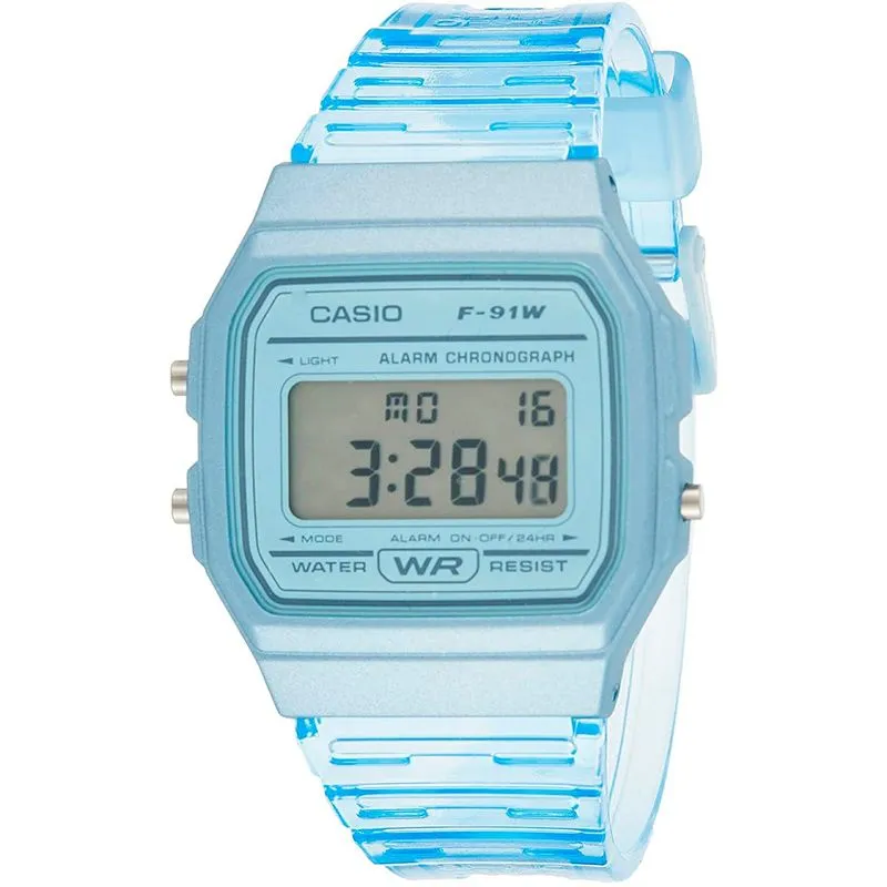 Relógio de Pulso Casio Standard Digital Unissex Azul F-91WS-2DF