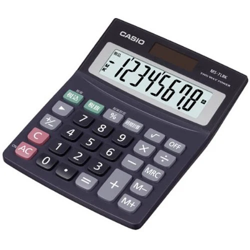 Casio calculator MS-7LBK-N Battery & Solar Powered Black 8-digit LCD Screen NEW