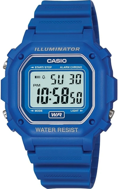 Casio Mens Digital Watch with Blue Dial and Blue Strap F-108WH-2AEF