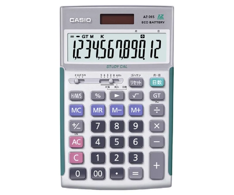 CASIO school calculator Silver Green Battery & Solar Plastic with Case AZ-26S