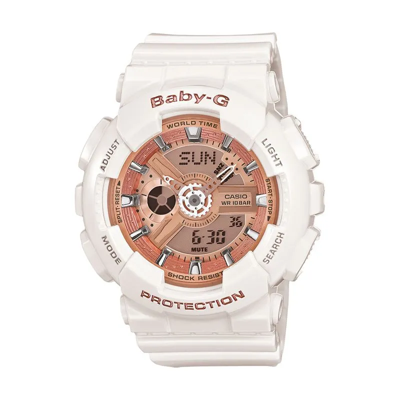 Relógio Casio Baby-G Feminino Branco Anadigi BA-110-7A1DR