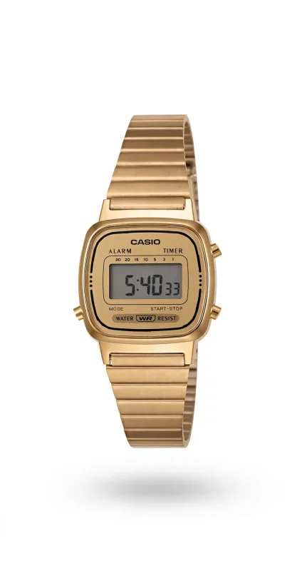 RELÓGIO CASIO DOURADO VINTAGE DIGITAL LA670WGA