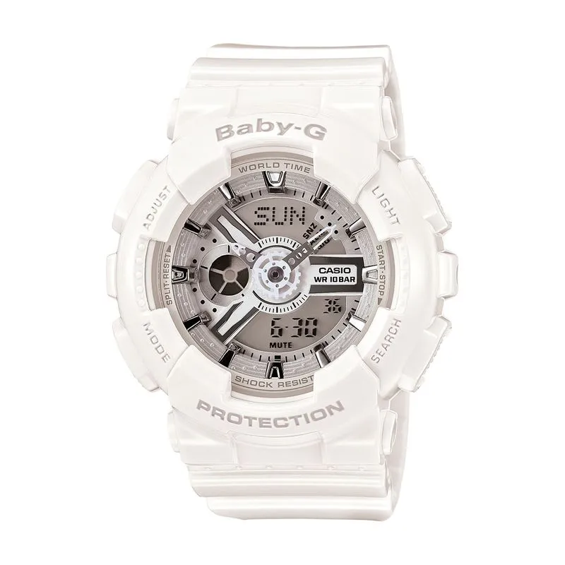 Relógio Casio Baby-G Feminino Branco Anadigi BA-110-7A3DR