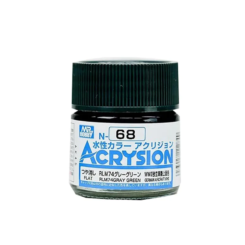 Tinta Acrysion N068 Rlm74 Gray Green Semi Gloss 10 Ml Gunze Guac68