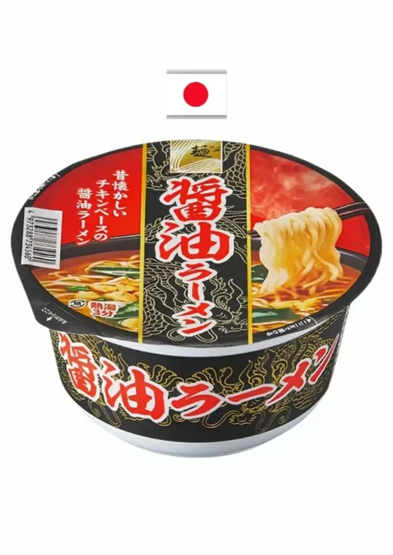 SUNAOSHI CUP SHOYU LAMEN 78g - Macarrão instantâneo em copo sabor molho de soja (shoyu) e caldo de frango. Origem: Japão