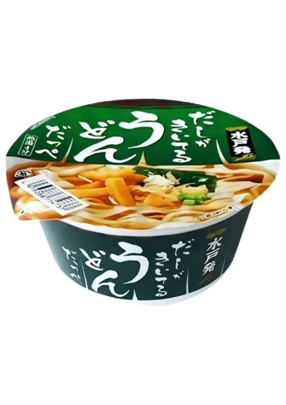 SUNAOSHI CUP UDON AJITSUKE 80g - Macarrão instantâneo grosso tipo udon com caldo tradicional japonês dashi (À base de peixe bonito e alga) e guarnições de tofu frito e wakame. Origem: Japão