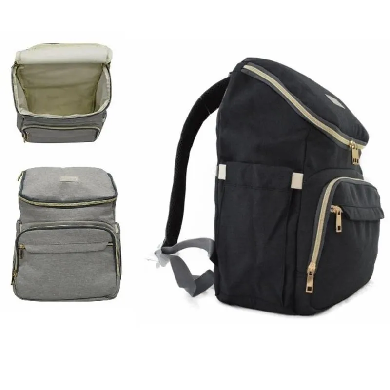 Mochila Bolsa Maternidade Completa 4 Bolsos Organizador Bebe Mamae Multiuso Impermeavel Luxo Retro Preto