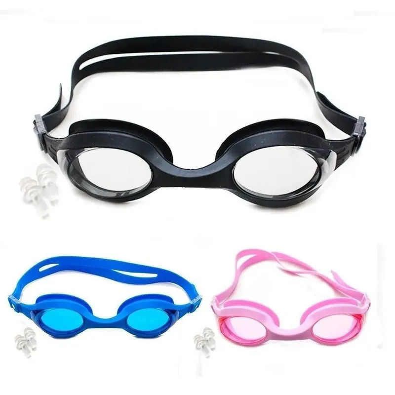 Oculos De Natacao Adulto Protecao Uv Com Protetor De Ouvido Anti Embacante Em Silicone Adulto Infantil Completo Preto