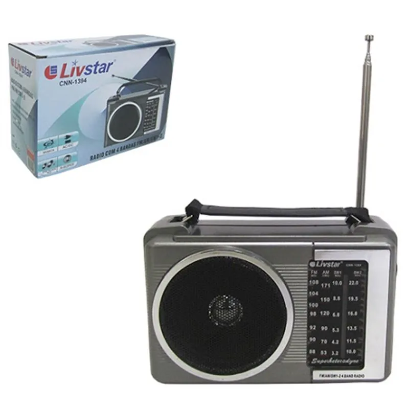 RADIO PORTATIL RETRO COM 4 BANDAS AM FM SW LIVSTAR CNN-1394 PILHAS E BIVOLT