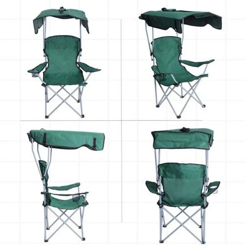 Cadeira Para Praia Pesca E Camping Dobravel Com Guarda Sol E Braço Porta Copo Acoplado