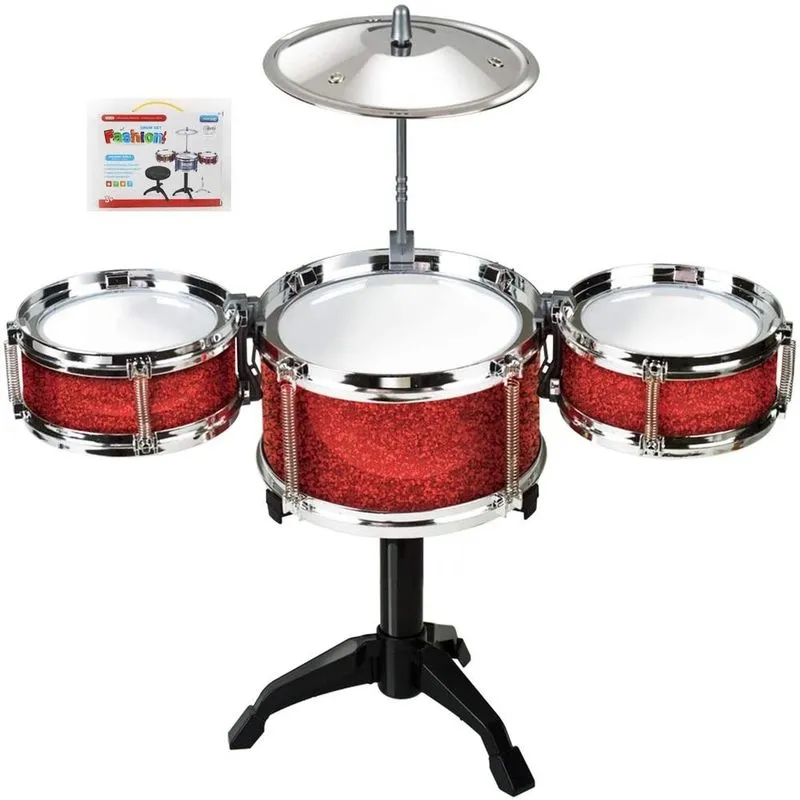 Bateria Musical Infantil Rocky Junior Completa Tambor Prato Pes Baquetas