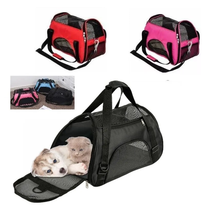 Bolsa Pet Viagem Transporte Mochila Mala Para Cachorro Gato Caixa Passeio Caes Azul