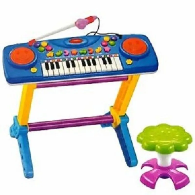 Piano Infantil Teclado Eletronico Musical Sinfonia Com Projetor Com Gravador E Karaoke Azul Menino