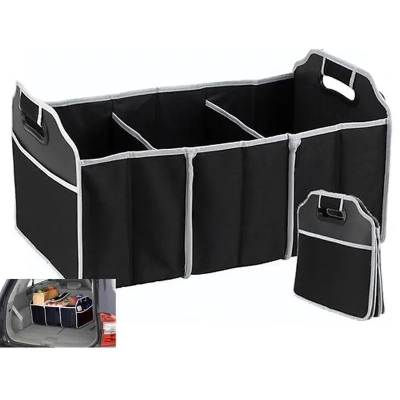 Organizador De Porta Malas Com 3 Divisorias E Bolsos Automotivo Carro Sacola Bolsa Organizadora