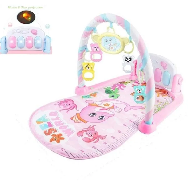 Tapete Ginasio De Atividades Bebe Infantil Playground Com Piano 8 Em 1 Rosa Meninas E Projetor