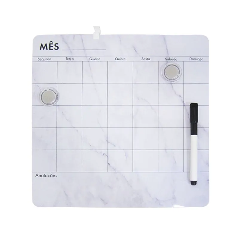 QUADRO BRANCO LOUSA MAGNETICO PLANEJAMENTO MENSAL SEMANAL ANOTACOES COM IMAS