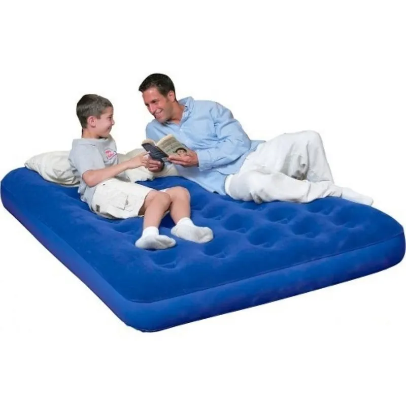 Cama De Casal Inflavel Colchao Queen De Ar Flocado Duplo 1,92m Para Camping Festa Praia