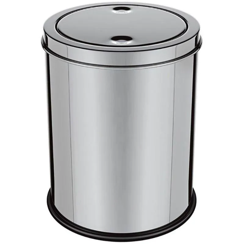 Lixeira Em Inox Basculante 8 Litros Cesto De Lixo Tampa Giratoria Vai E Vem Luxo Grande Banheiro Cozinha Escritorio