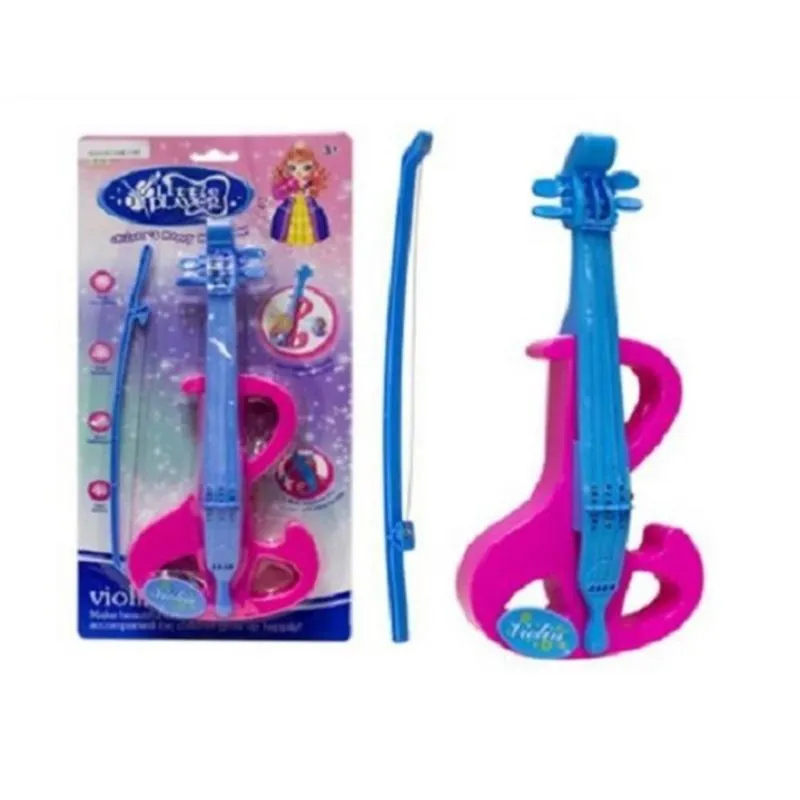 Mini Violino Infantil Eletronico Rosa Com 4 Cordas E Arco Com Luz E Som Brinquedo Musical Para Crianças Meninas
