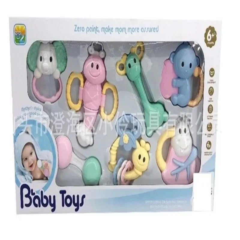 Kit Diverte Bebe Brinquedo Bebes Kit Com 7 Chocalhos Mordedor Infantil Barulho Sonoro