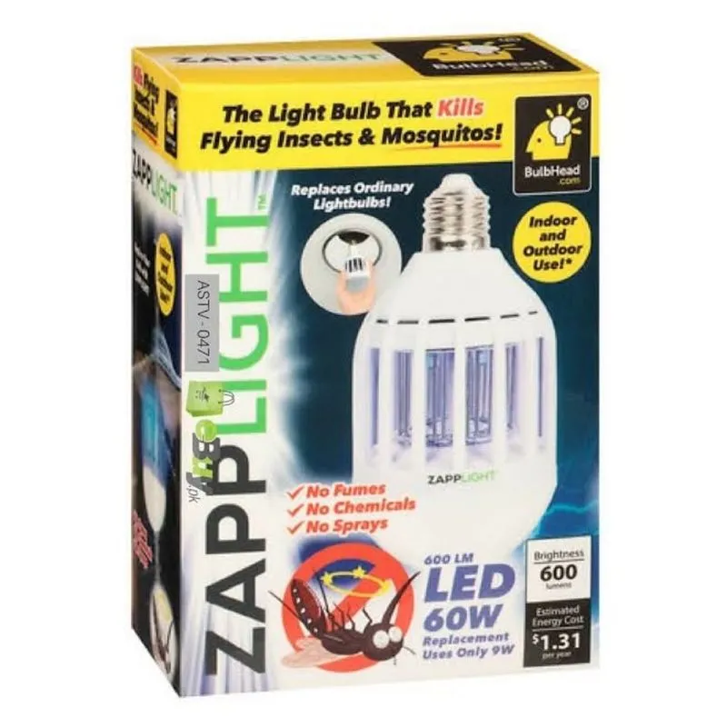 LAMPADA MATA INSETO ZAPPLIGHT ARMADILHA LED COM GRADE MATA CUPIM INSETOS ZIKA DENGUE ECOLOGICA 2 EM 1 60W BIVOLT