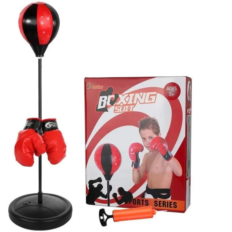 Kit Boxe Saco De Pancada Ajustável Infantil Completo Bola Punching Ball Kit Com Luvas E Altura