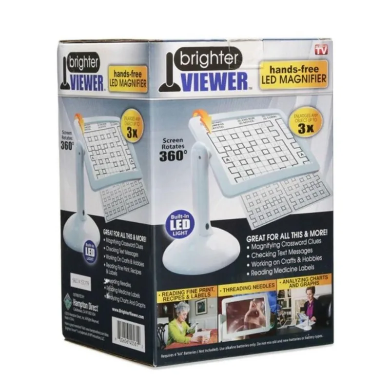Lupa De Mesa Led Aumento 3x Maos Livre Com Iluminação E Rotacao Estetica Leitura Bancada Artesanato