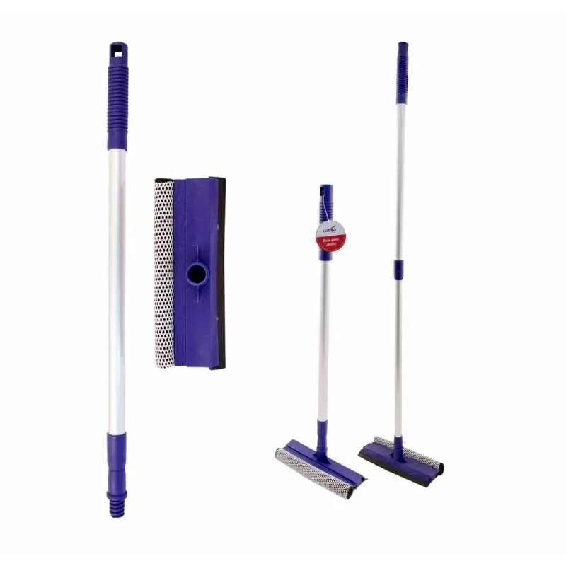 Rodo Magico Limpa Vidros E Limpador De Janelas Telescopico Extensivel Com Esponja 2 Em 1 Mop Retratil