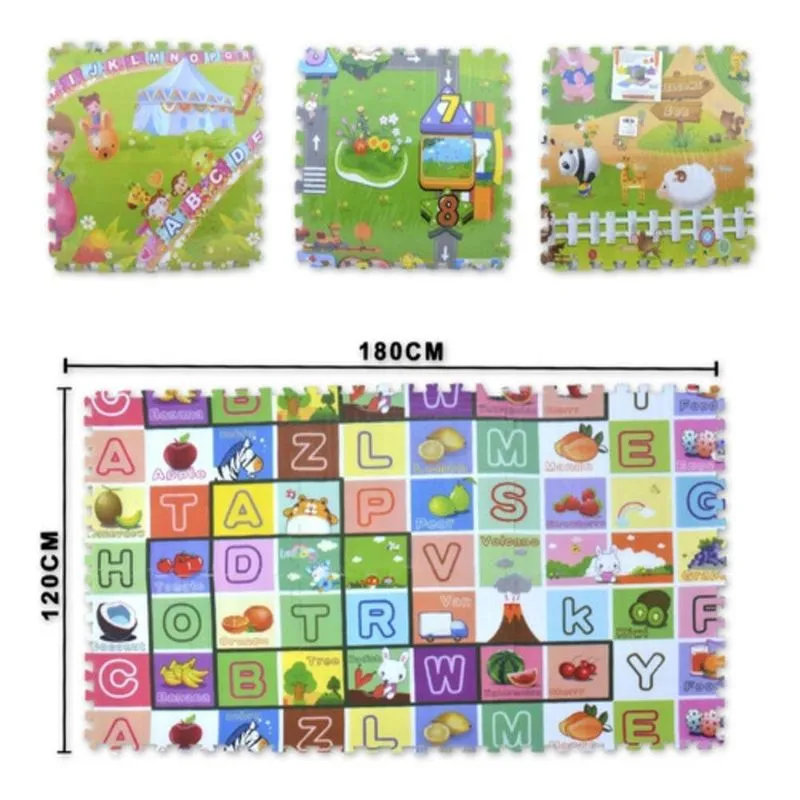 Tapete Infantil Em Espuma Termico Dupla Face Anti Queda 1,8m