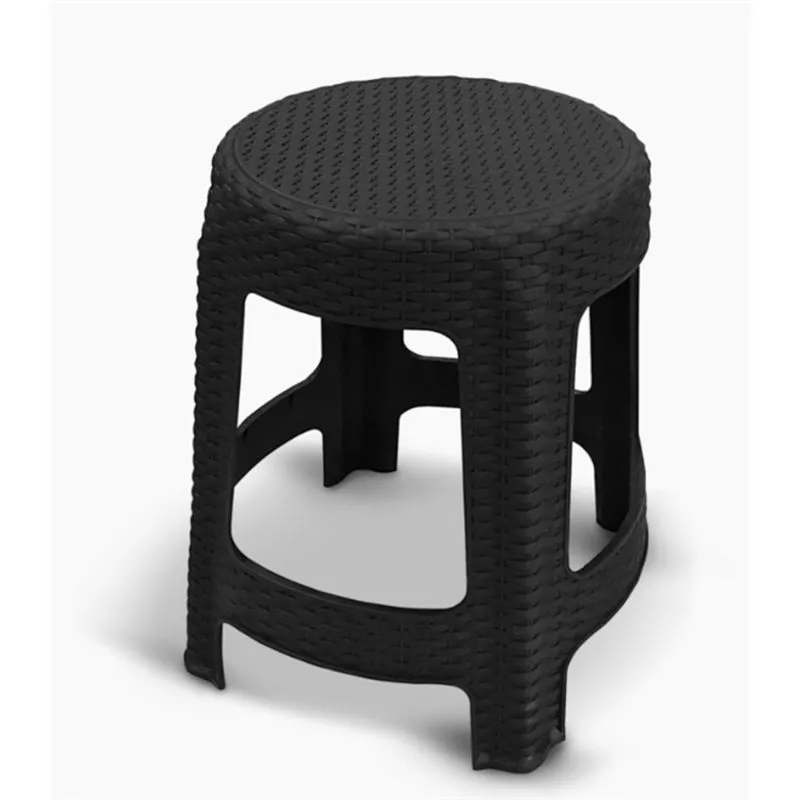 BANQUETA PREMIUM RATTAN BANCO BANQUINHO CADEIRA MULTIUSO EMPILHAVEL PRETA