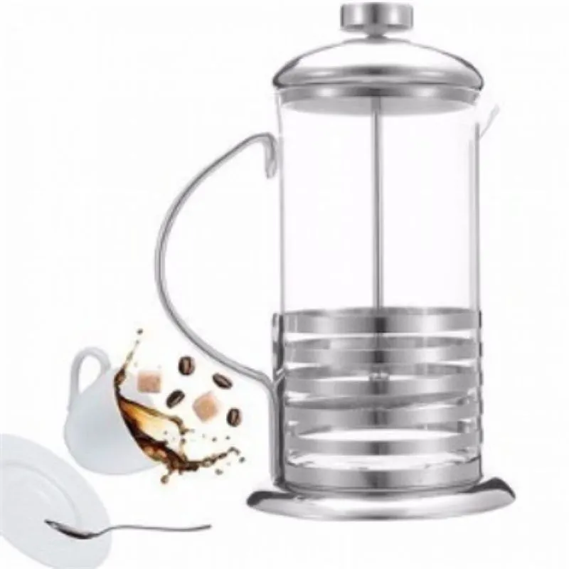 CAFETEIRA FRANCESA EM INOX LUXO CHALEIRA GRANDE EM VIDRO CREMEIRA BULE PRENSA FRENCH PRESS LUXO 600ML