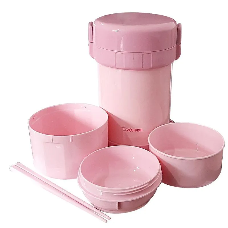 Marmita Termica Zojirushi Bentô 1.27 L 3 Potes Rosa Japão