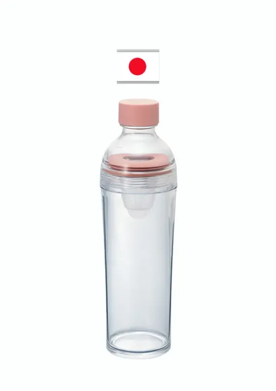 HARIO COLD BREW TEA BOTTLE FIBP-40-SPR SMOKY PINK 400ml - Garrafa portátil com filtro. Origem: Japão