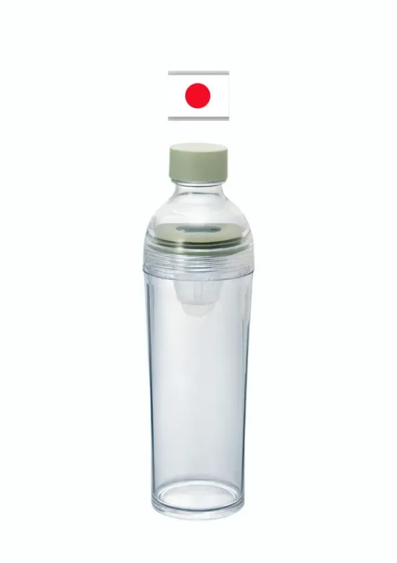 HARIO COLD BREW TEA BOTTLE FIBP-40-SG SMOKY GREEN 400ml - Garrafa portátil com filtro. Origem: Japão