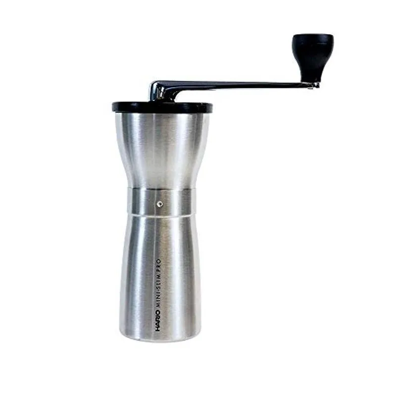 Moinho de café cerâmico Hario, Mini Slim, Pro, Prata