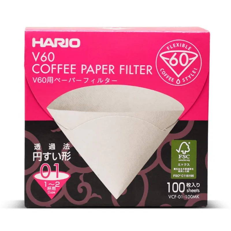 Filtro Branco Para Coador Hario V60-01 - 100 Und Em Caixa
