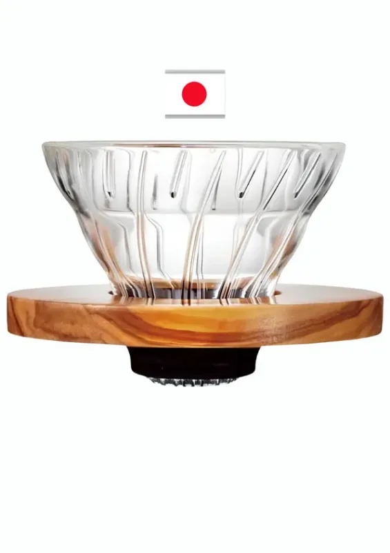 HARIO COADOR CAFE OLIVE 01 VDGR-01-OV - Coador de café com suporte de madeira. Origem: Japão