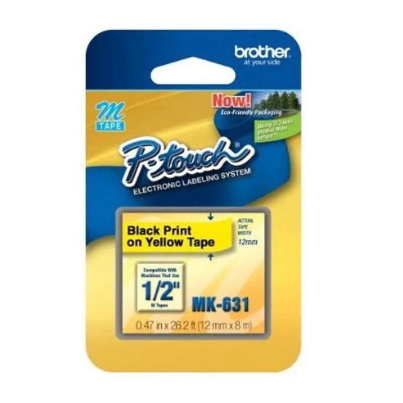 Fita rotulador 12MM p/p-touch MK631 preto/amarelo brother
