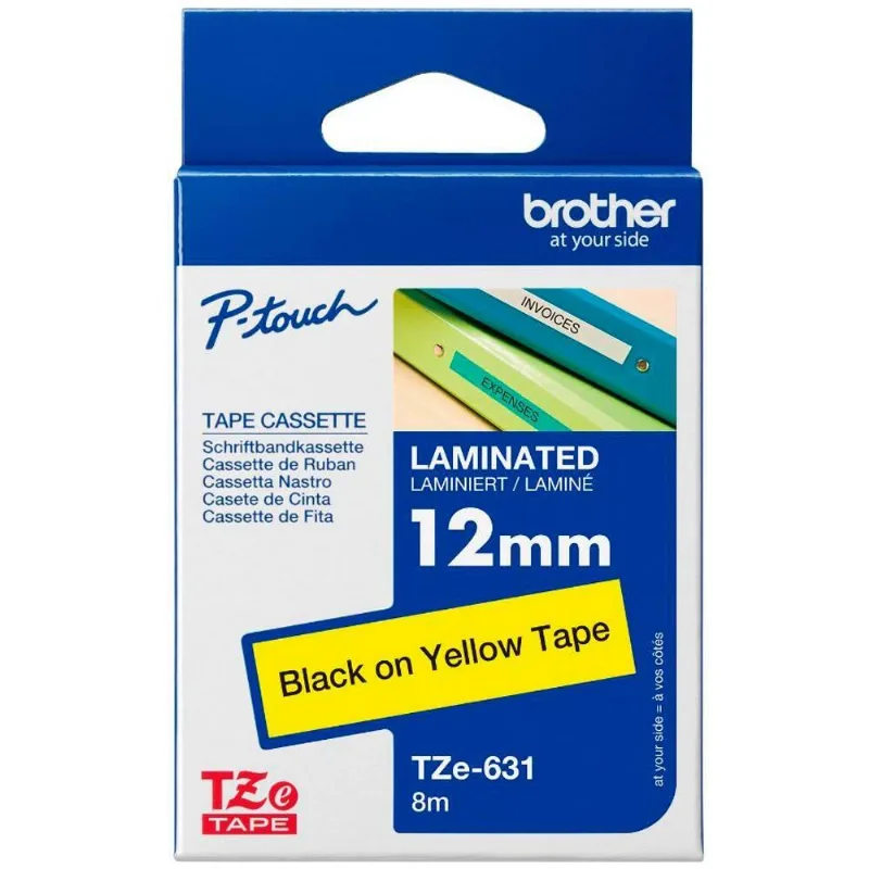 Fita Rotulador 12mm Para P-touch Tze631 Amarelo/preto Brother