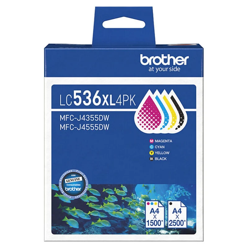 Brother LC536XL Ink Cartridge Pack Black/Cyan/Magenta/Yellow LC-536XL Set SuperOffice