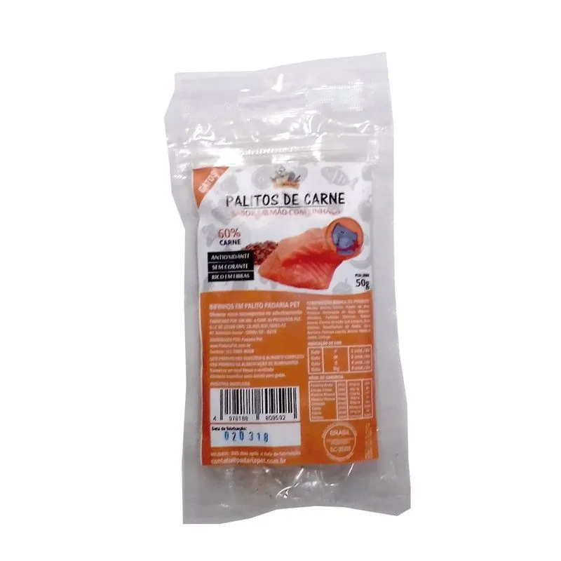 Bifinhos Em Palitos Padaria Pet Salmão Com Linhaça Para Gatos - 50 G