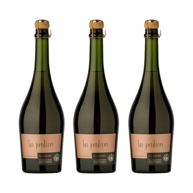 Kit 3x Vinho Espumante Rosé Las Perdices Rosé Extra Brut